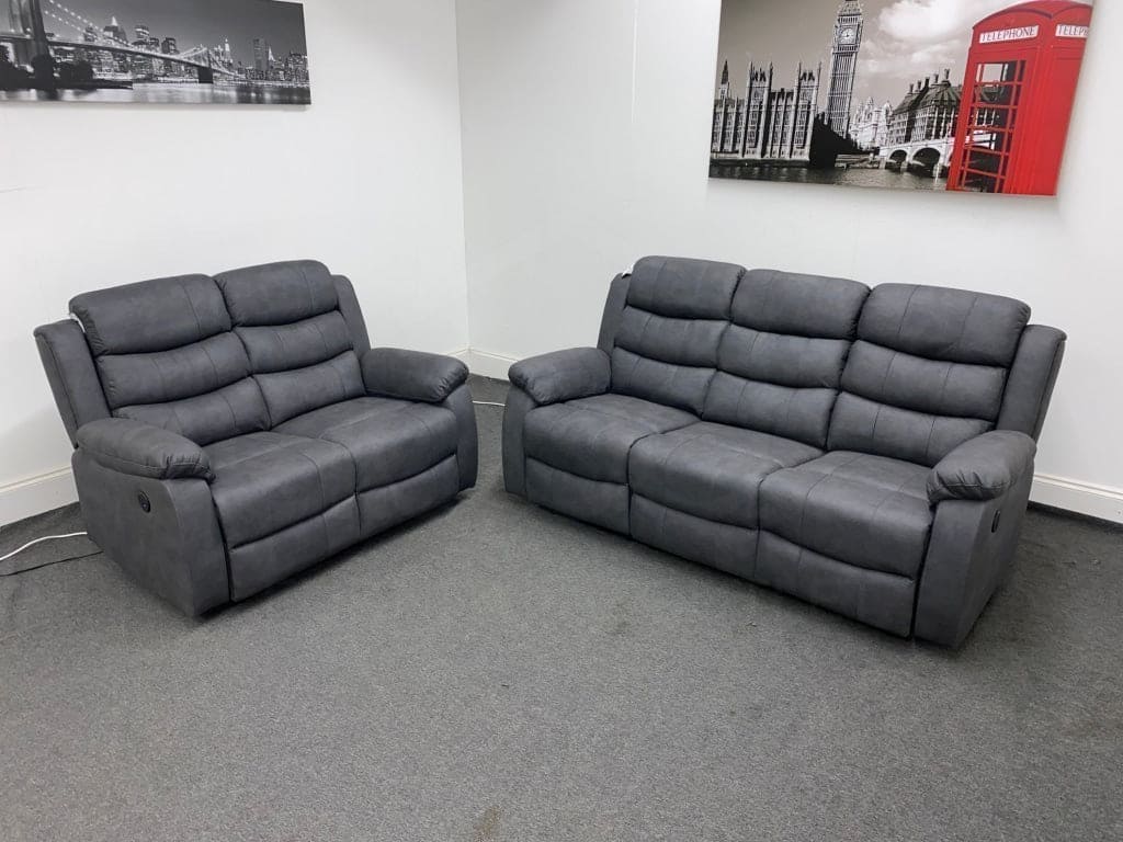 Willow Dark Grey Easy Clean Fabric With Electric 2 Stage Reclining Feature Sofa Range With USB Charging Ports | Couch | - Image 25