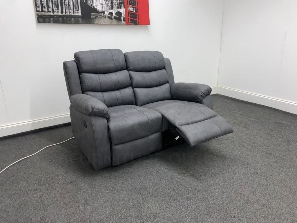 Willow Dark Grey Easy Clean Fabric With Electric 2 Stage Reclining Feature Sofa Range With USB Charging Ports | Couch | - Image 5