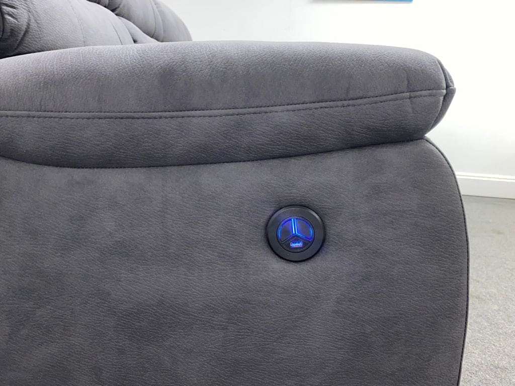 Willow Dark Grey Easy Clean Fabric With Electric 2 Stage Reclining Feature Sofa Range With USB Charging Ports | Couch | - Image 9