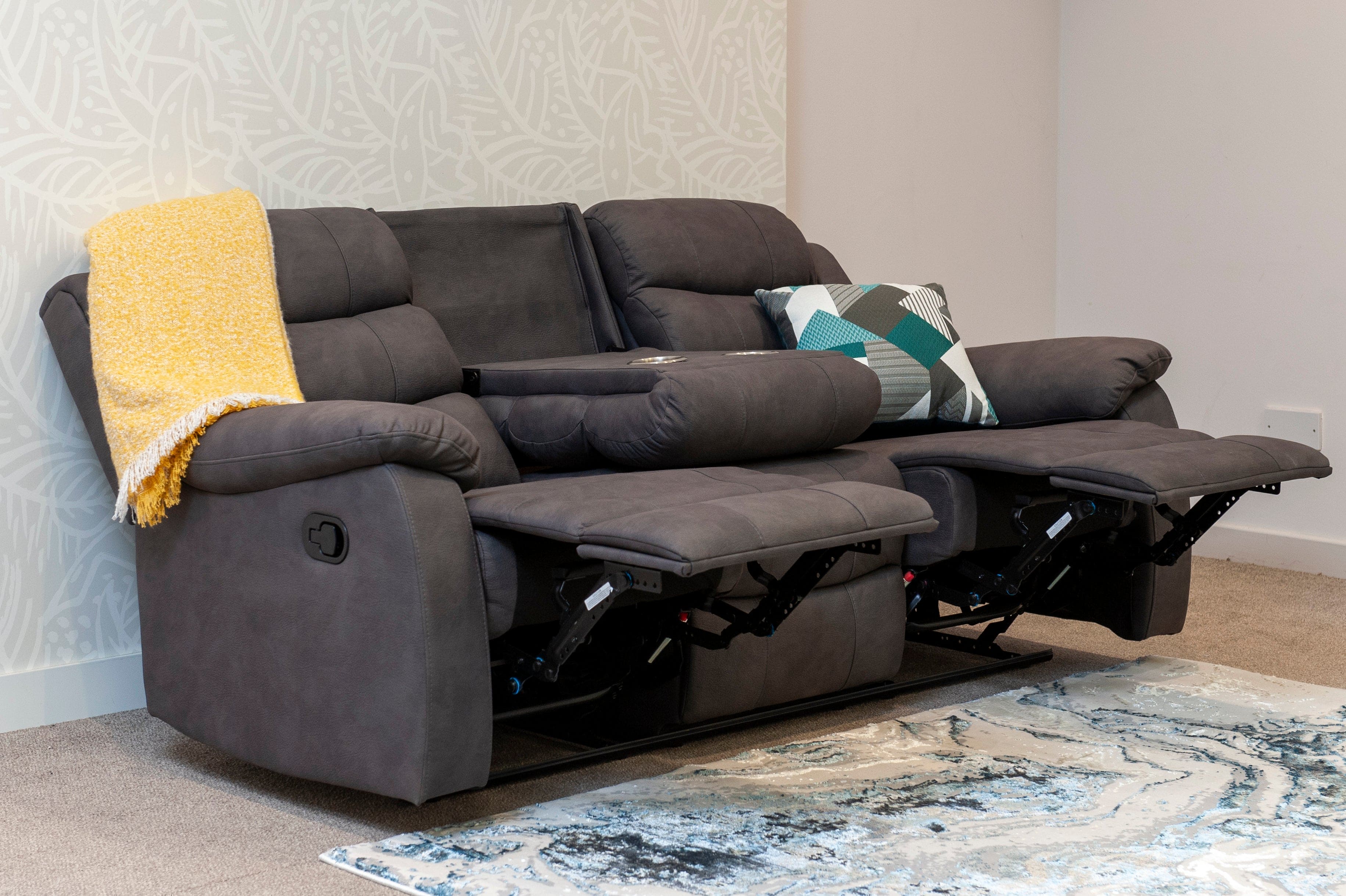 Willow Dark Grey Easy Clean Fabric With Electric 2 Stage Reclining Feature Sofa Range With USB Charging Ports | Couch | - Image 23