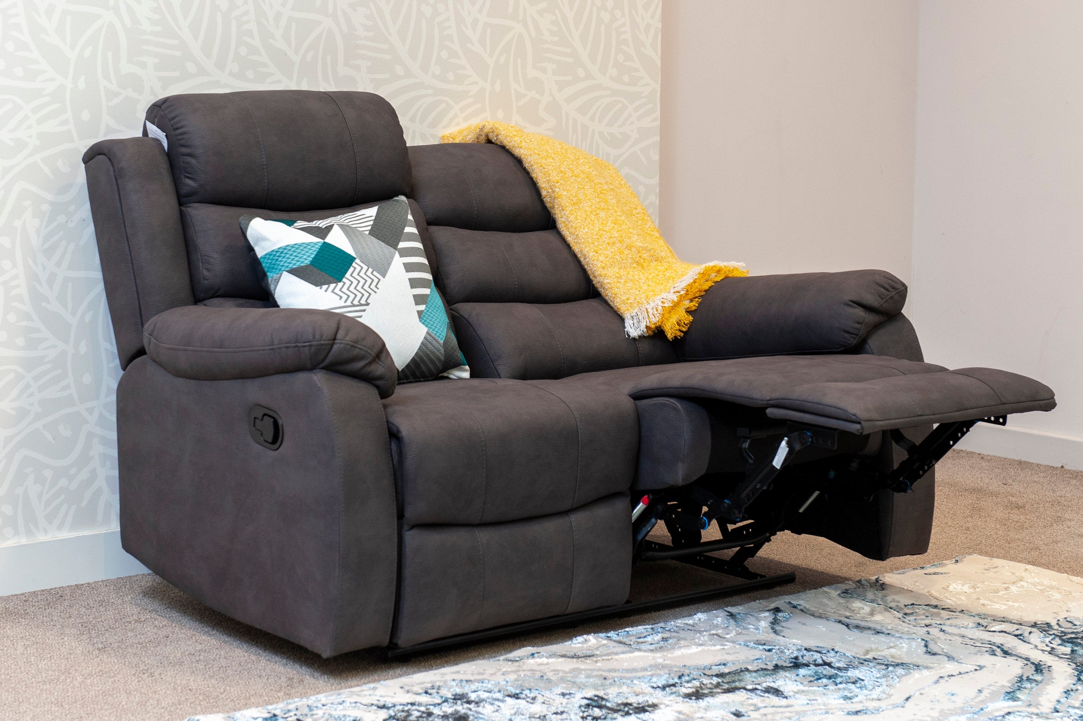 Willow Dark Grey Easy Clean Fabric With Manual Reclining Feature Seater Sofa Set Range - Image 19