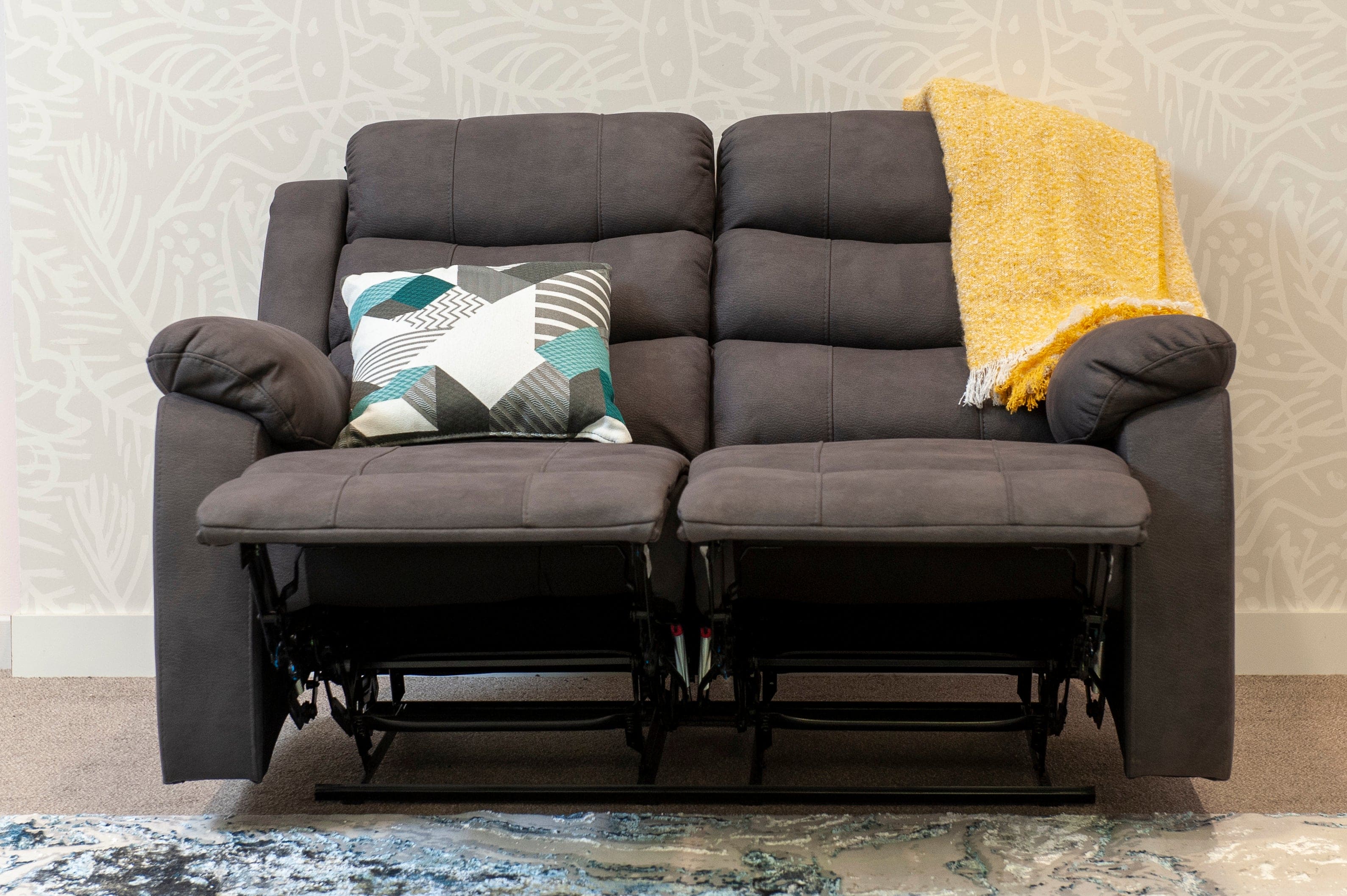Willow Dark Grey Easy Clean Fabric With Manual Reclining Feature Seater Sofa Set Range - Image 20