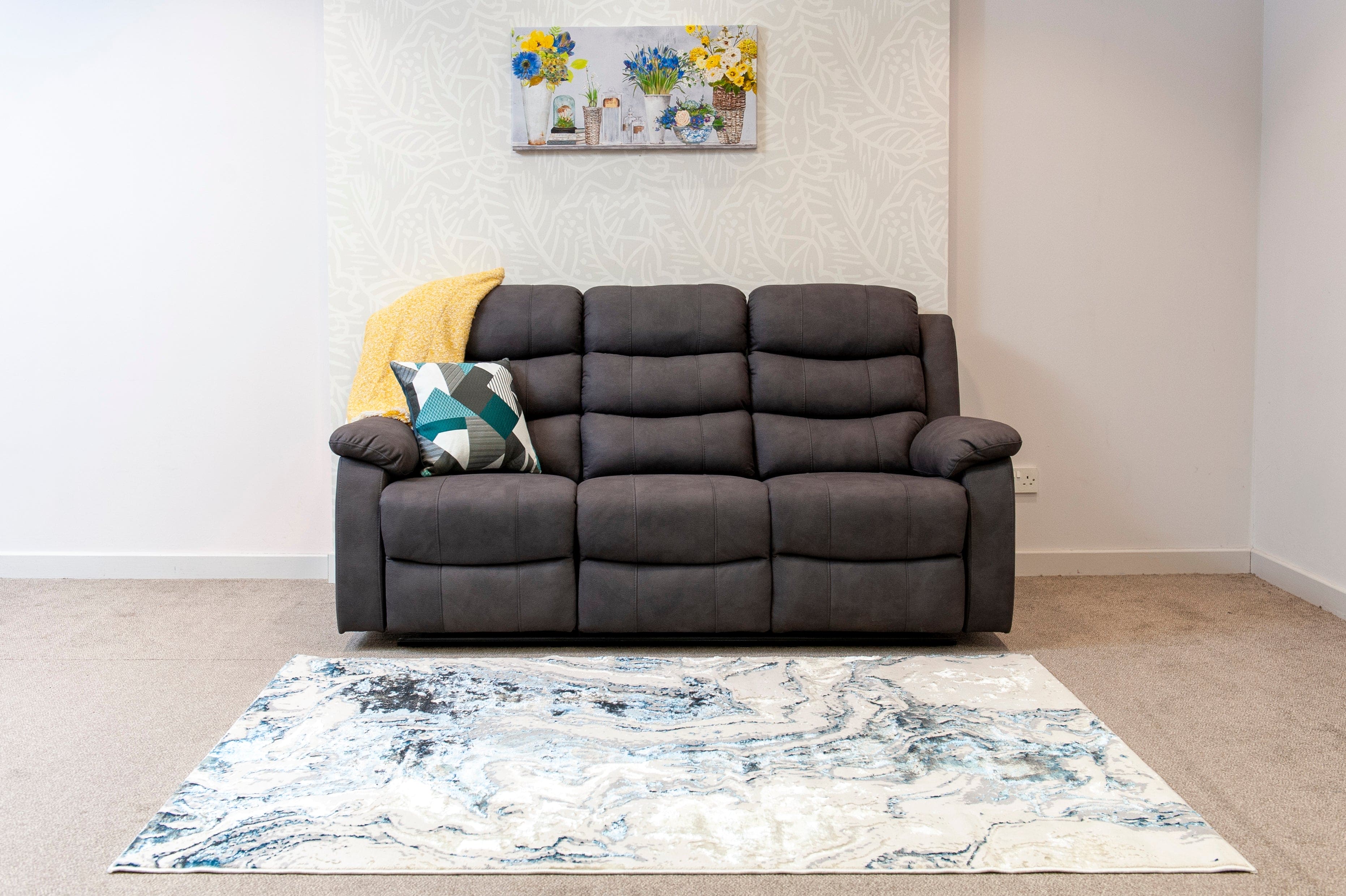 'The Willow' Dark Grey Easy Clean Fabric 3 Seater Sofa & 2 Armchairs Reclining Sofa Set | High Backrests | 2 Stage Motion Recliner | Couch | - Image 8