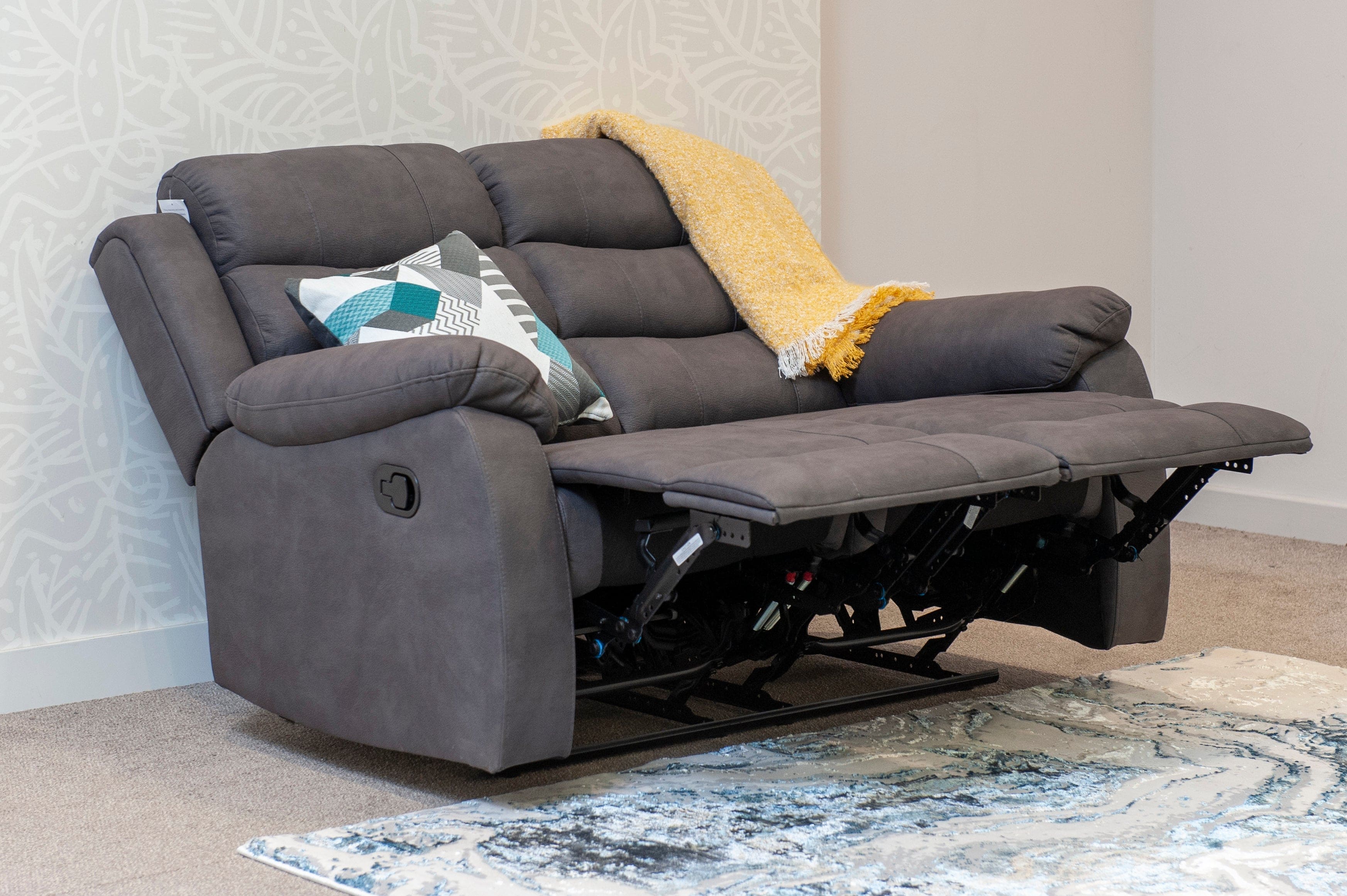 Willow Dark Grey Easy Clean Fabric With Electric 2 Stage Reclining Feature Sofa Range With USB Charging Ports | Couch | - Image 21