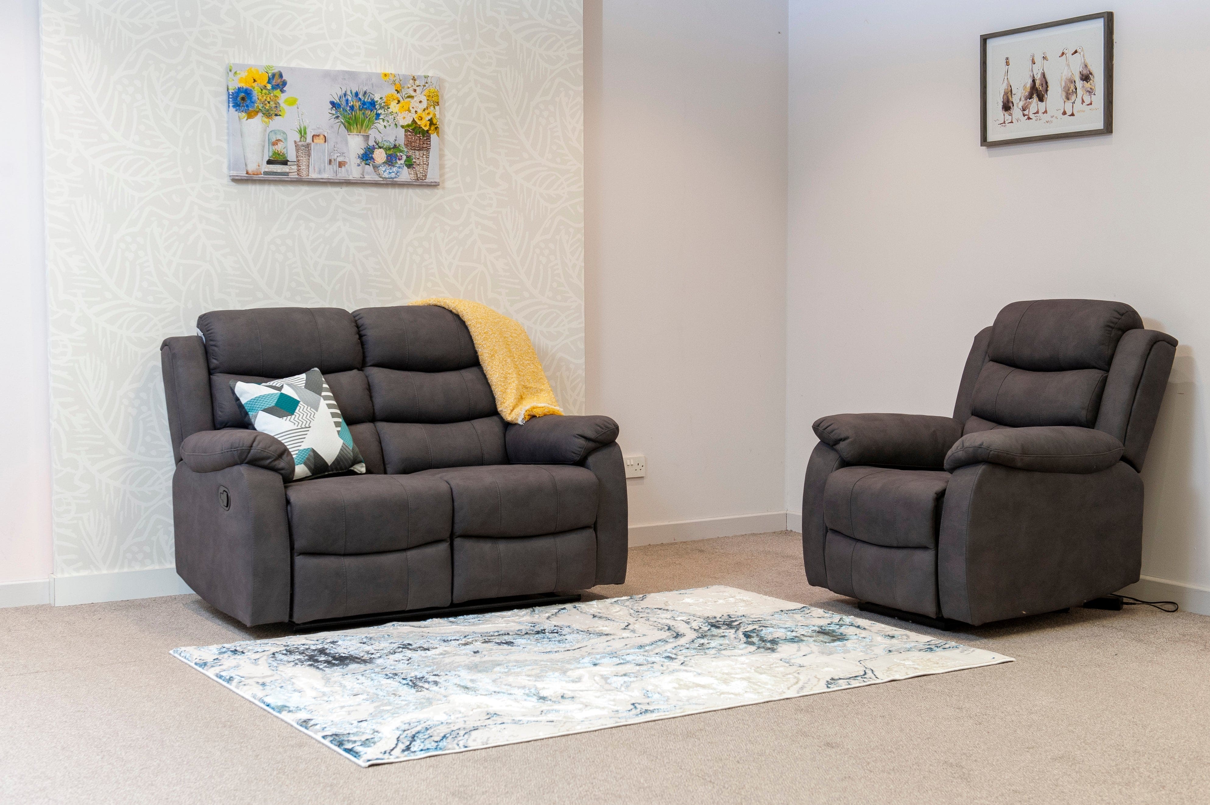 Willow Dark Grey Easy Clean Fabric With Electric 2 Stage Reclining Feature Sofa Range With USB Charging Ports | Couch | - Image 8