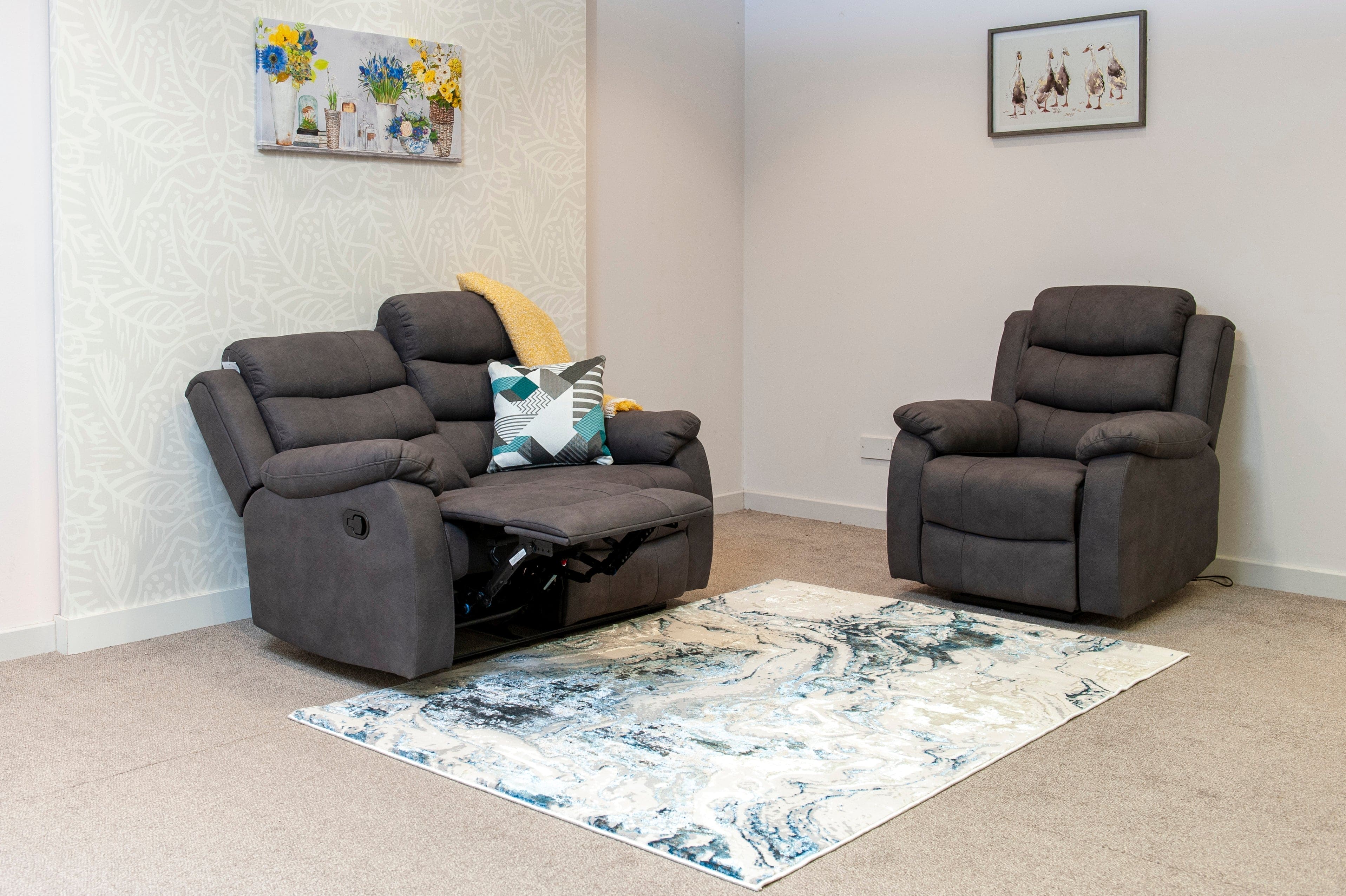 Willow Dark Grey Easy Clean Fabric With Electric 2 Stage Reclining Feature Sofa Range With USB Charging Ports | Couch | - Image 14