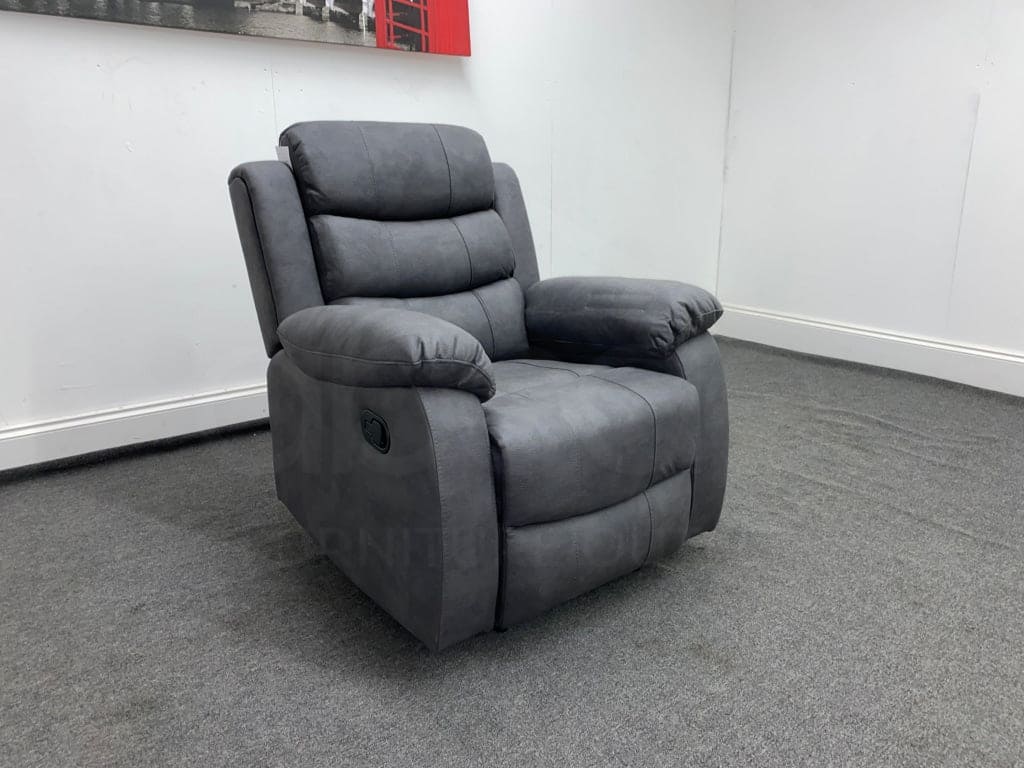 ‘WILLOW’ Charcoal Grey Fabric Recliner 2 + 1 + 1 Seater Sofa & Armchair Suite Set | Couch | - Image 5