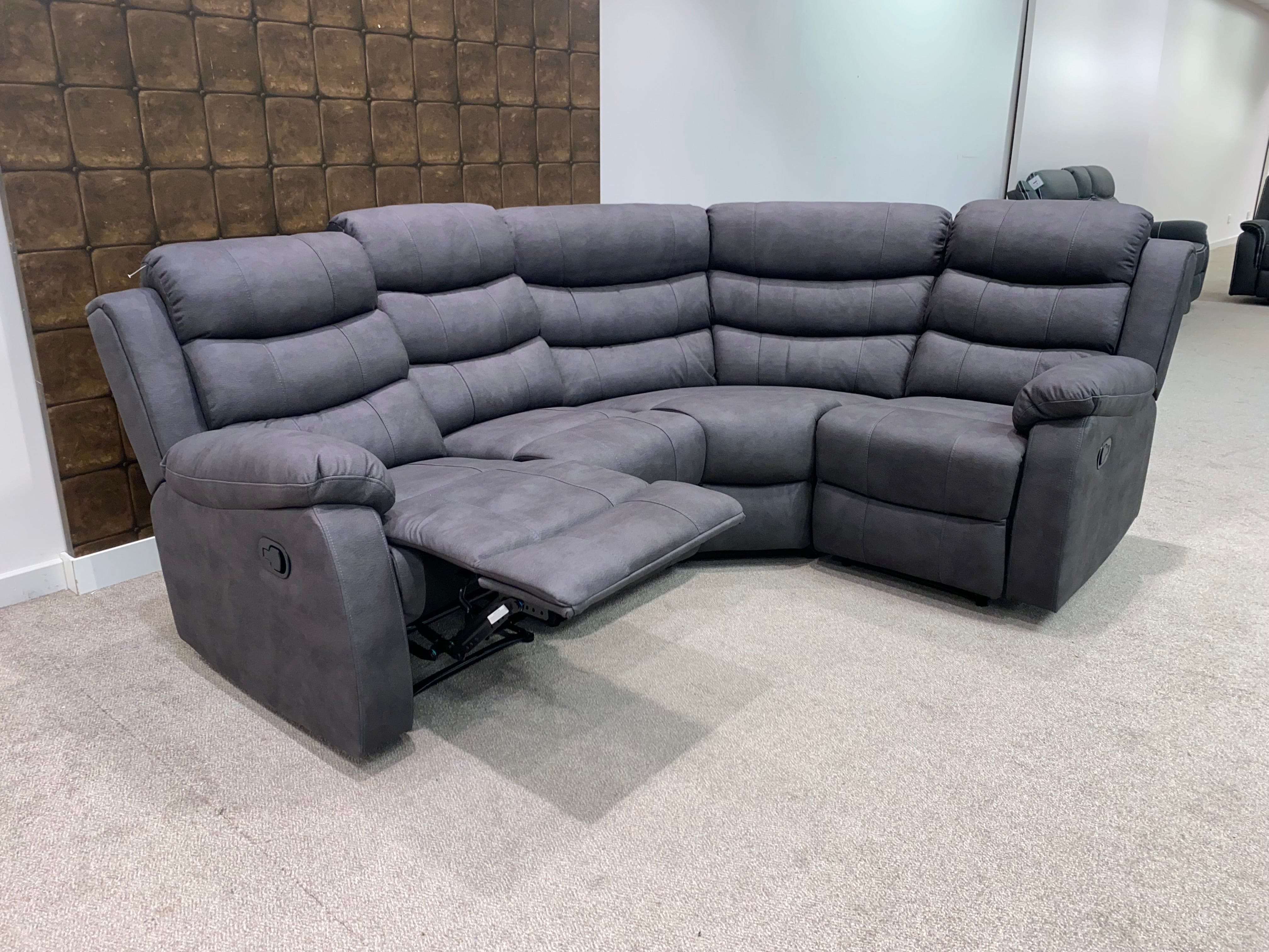 "Willow" Dark Grey Easy Clean Fabric 2C1 Recliner Modular / Reversible Corner Sofa | Drinks Tray Table - Image 2