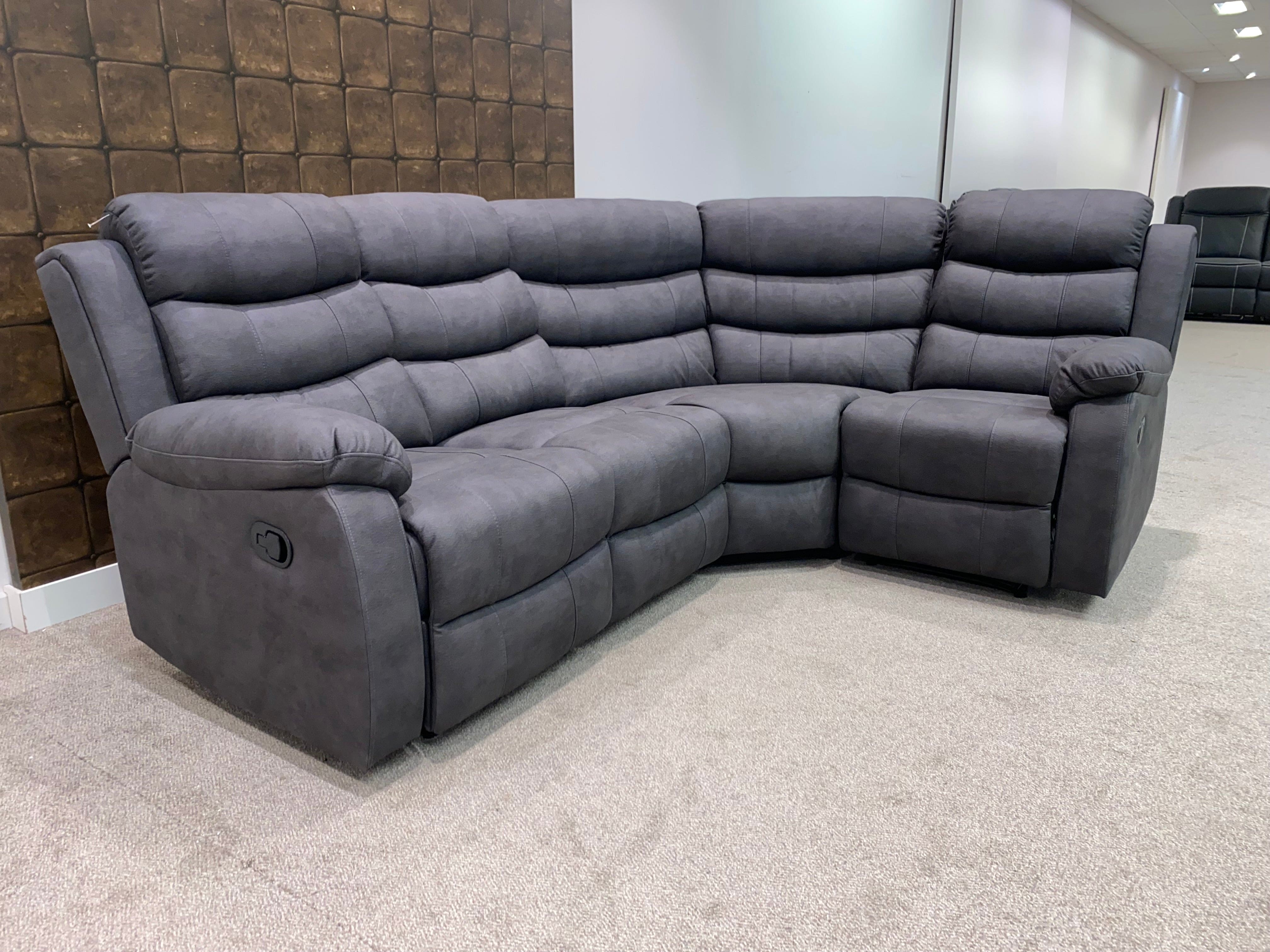 "Willow" Dark Grey Easy Clean Fabric 2C1 Recliner Modular / Reversible Corner Sofa | Drinks Tray Table - Image 4
