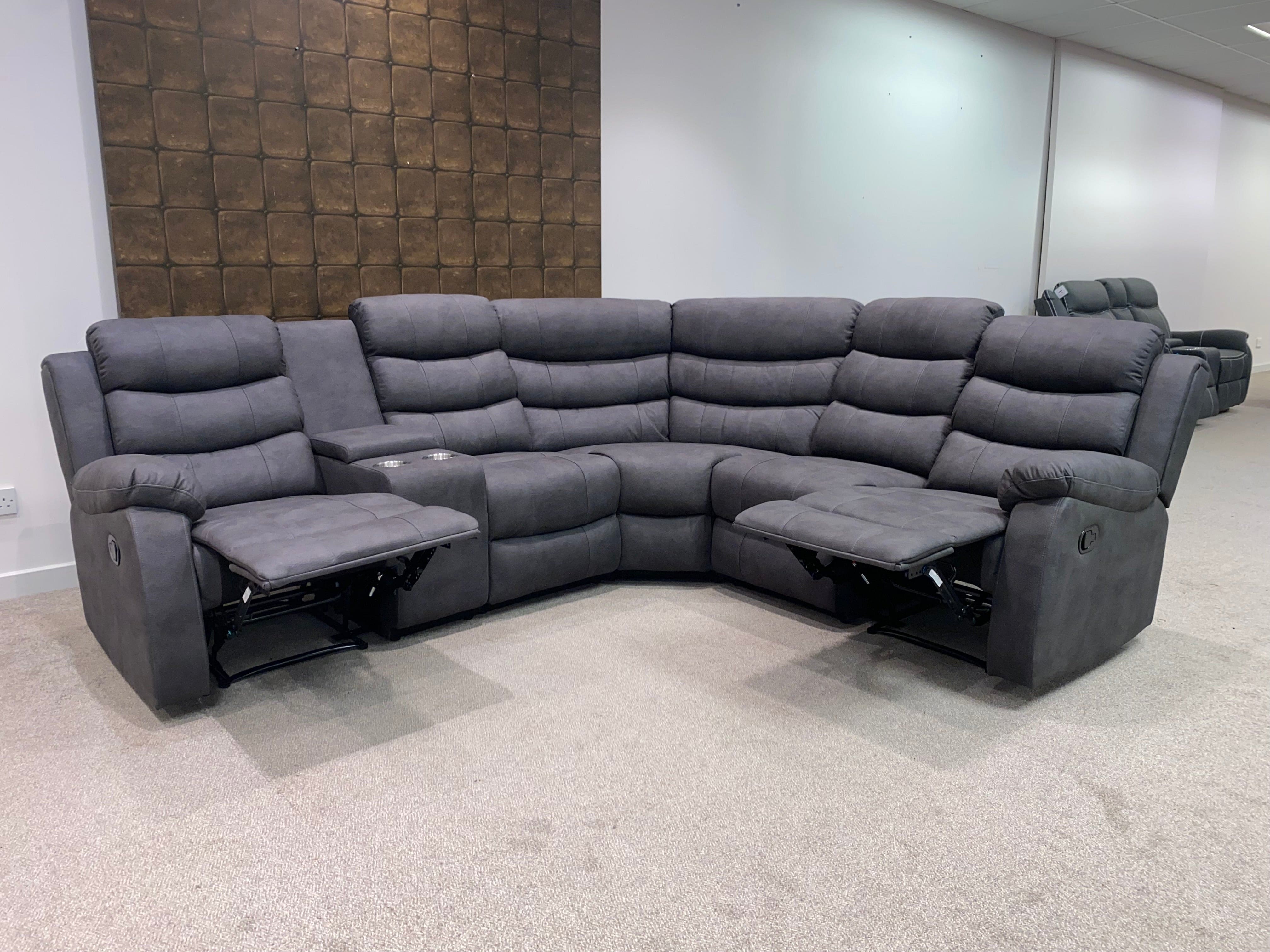 "Willow" Dark Grey Easy Clean Fabric 2C2 MANUAL Recliner Modular Corner Sofa + Console | Couch | - Image 6