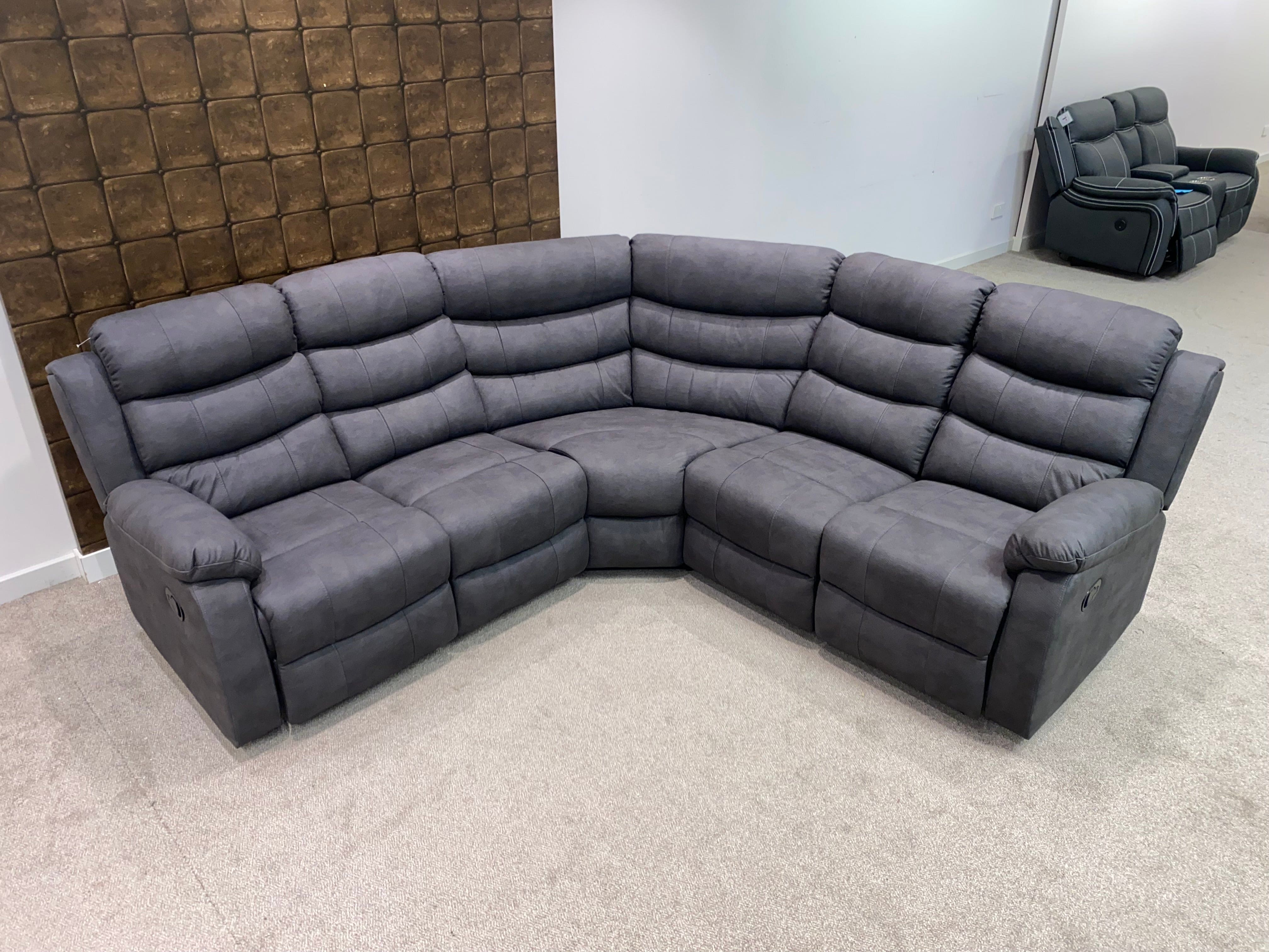 "Willow" Dark Grey Easy Clean Fabric 2C2 Recliner Modular Corner Sofa | Drinks Tray Table - Image 6
