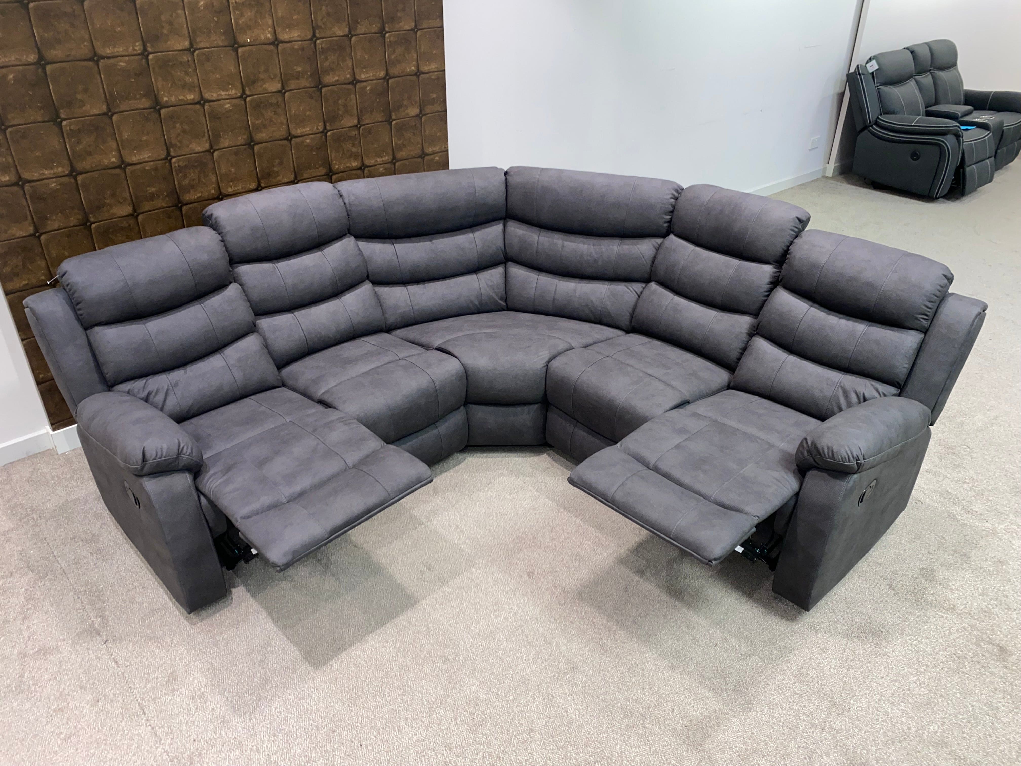 "Willow" Dark Grey Easy Clean Fabric 2C2 Recliner Modular Corner Sofa | Drinks Tray Table - Image 9