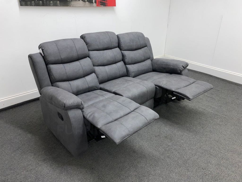 Willow Express Charcoal Grey Fabric Reclining 3 Seater Sofa With Fold Down Tray Table - Image 10