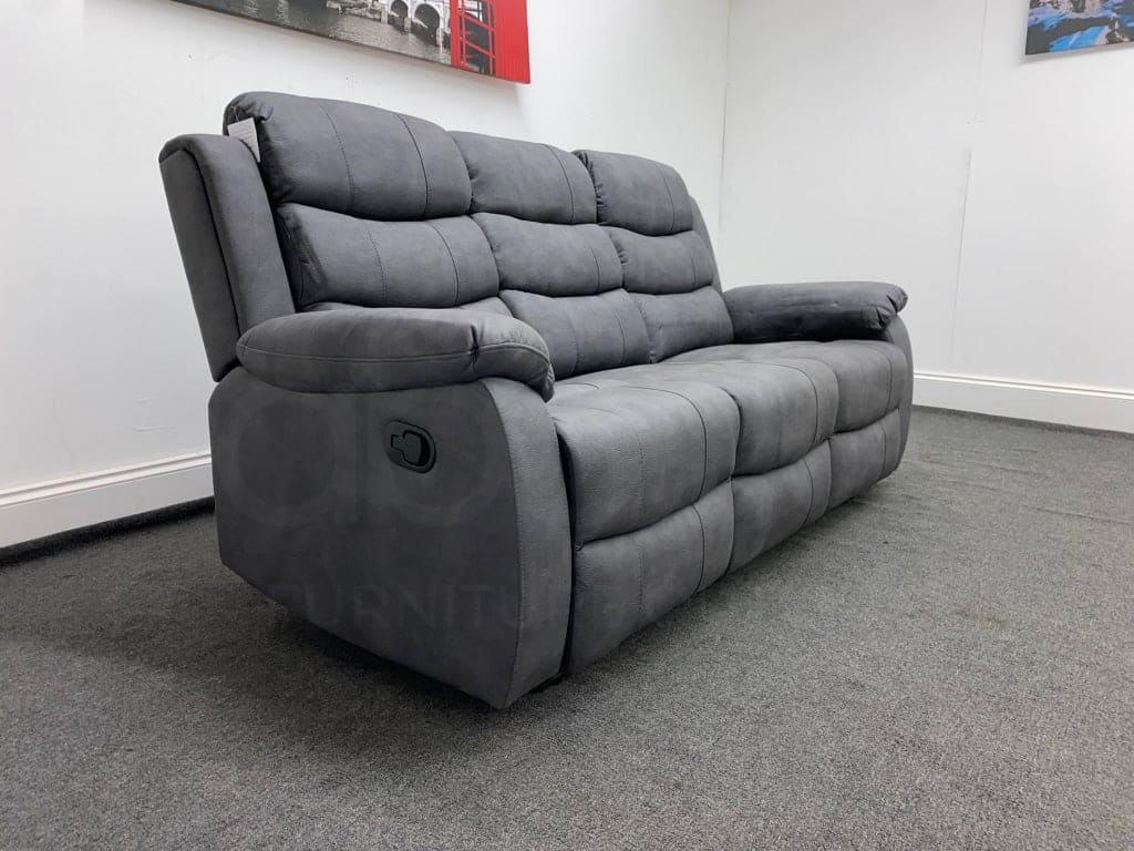 Willow Express Charcoal Grey Fabric Reclining 3 Seater Sofa With Fold Down Tray Table - Image 7